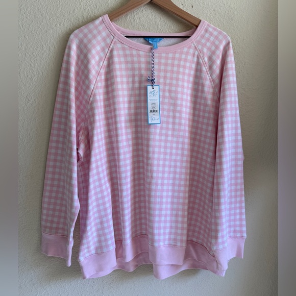Draper James Pink Checkered Sweatshirt - Size 2X (NWT) - Picture 2 of 9